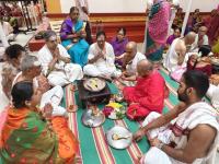 Shri Guru Paduka Pujana and Teertha Vitarana; Picture Courtesy Shri Jaikishan Kandlur