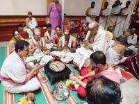 Shri Guru Paduka Pujana and Teertha Vitarana; Picture Courtesy Shri Jaikishan Kandlur