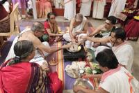 Shri Guru Paduka Pujana and Teertha Vitarana; Picture Courtesy Shri Chandrashekhar Padubidri