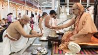Shri Guru Paduka Pujana and Teertha Vitarana; Picture Courtesy Shri Jaikishan Kandlur