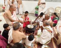 Shri Guru Paduka Pujana and Teertha Vitarana; Picture Courtesy Shri Jaikishan Kandlur