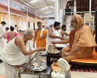 Shri Guru Paduka Pujana and Teertha Vitarana; Picture Courtesy Shri Jaikishan Kandlur