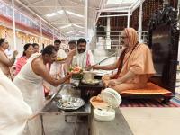 Shri Guru Paduka Pujana and Teertha Vitarana; Picture Courtesy Shri Jaikishan Kandlur