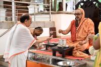 Tirtha Vitarana and Shri Guru Paduka Pujana; Picture courtesy Shri Sadashiv Bana