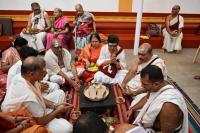Tirtha Vitarana and Shri Guru Paduka Pujana; Picture courtesy Shri Sadashiv Bana