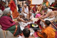 Tirtha Vitarana and Shri Guru Paduka Pujana; Picture courtesy Shri Sadashiv Bana