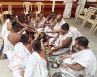 Tirtha Vitarana and Shri Guru Paduka Pujana; Picture courtesy Shri Jaikishan Kandlur