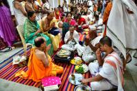 Shri Guru Paduka Pujana and Tirtha Vitarana; Picture courtesy Shri Sadashiv Bana