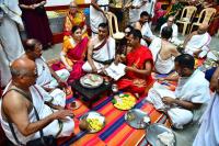 Shri Guru Paduka Pujana and Tirtha Vitarana; Picture courtesy Shri Sadashiv Bana