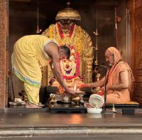 Shri Devi Pujana by HH Swamiji; Picture Courtesy Shri Jnanesh Hattangadi Bhat