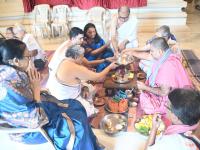 Teertha Vitarana and Shri Guru Paduka Pujana; Picture Courtesy Shri Dinesh Karkal