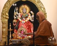 Shri Devi Pujana by HH Swamiji; Picture Courtesy Shri Dinesh Karkal