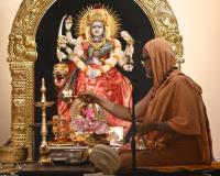 Shri Devi Pujana by HH Swamiji; Picture Courtesy Shri Dinesh Karkal