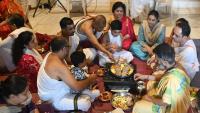 Teertha Vitarana, Shri Guru Paduka Pujana; Picture Courtesy Shri Dinesh Karkal